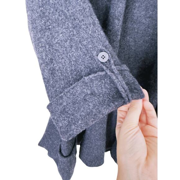 Eileen Fisher Merino Wool Open Cardigan Sweater Gray Pockets Layer One Size Fall - Picture 5 of 10